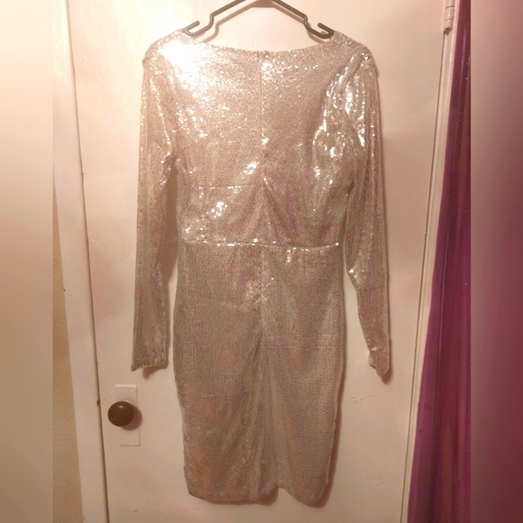 Worn Once CBR Large Silver Sequined Minidress - Picture 2 of 2
